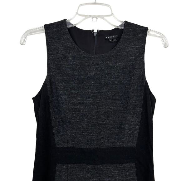 Theory Gray Black Sleeveless Sheath Dress Sz 4 - Picture 2 of 8